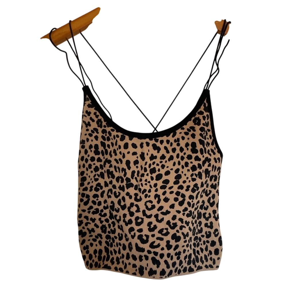 Leopard Print Cami Tank Top - Black and Tan
